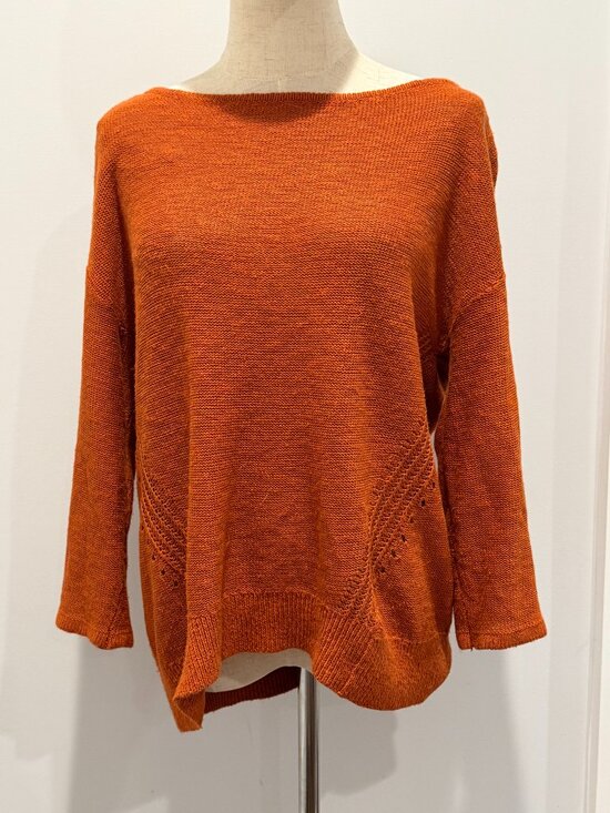 Anthropologie Sweaters - Anthropologie Linen Blend Sweater XS Burnt Orange Lightweight Oversized Knit Boh